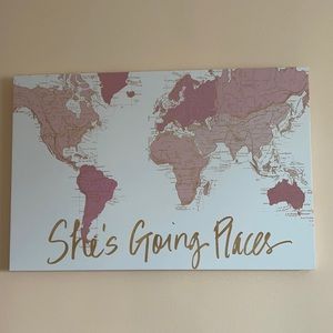 Pink map motivational canvas wall art
